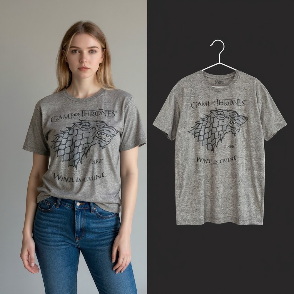 Game of Thrones House Stark Winter Is Coming Gray Graphic T-Shirt Mens‎ 2XL XXL